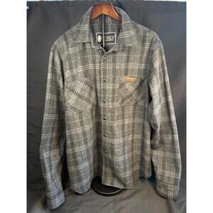 Outback Trading Company Shirt Mens Large Gray Plaid Clyde Big Western Button‎ Up